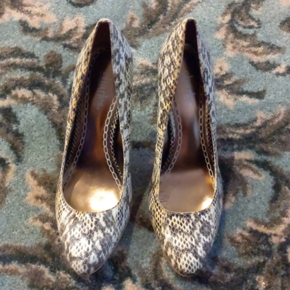 Snake skin high heels